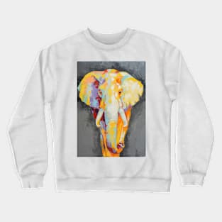 Oil elephant portrait painting in multicolored tones. Crewneck Sweatshirt